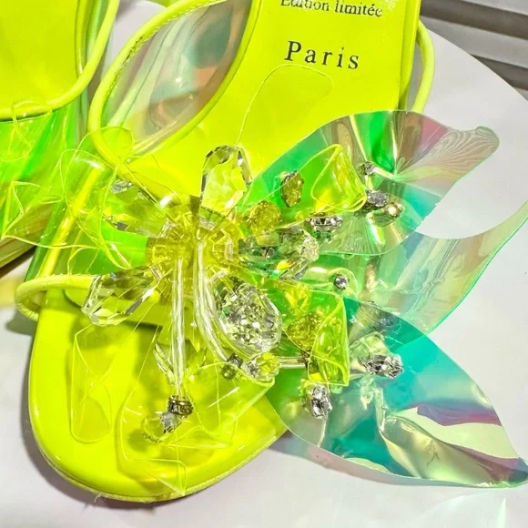 🌺CHRISTIAN LOUBOUTIN🌺 Alyah Mules Limited Edition Green Size: 37 - Picture 10 of 13